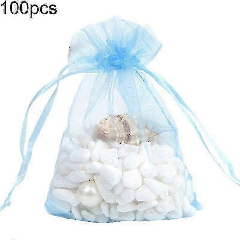 100pcs Solid Color Yarn Gift Bag Wedding Candy Lucky Pouch Storage Container