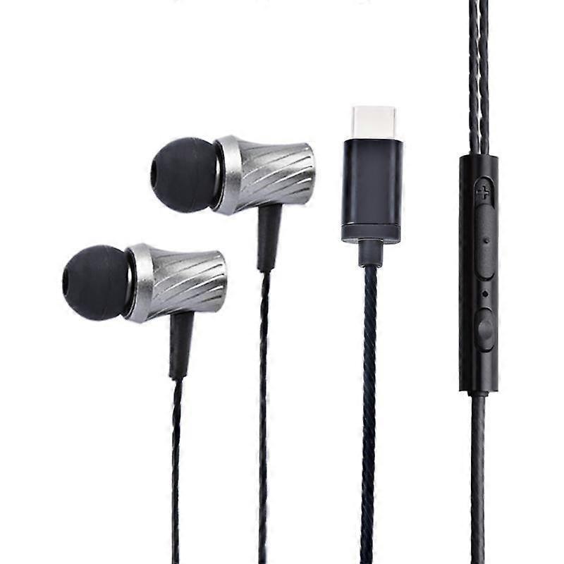 2 PCS TS1812 Type-C Plug In-Ear Digital Wired Earphone With Mic(Black)
