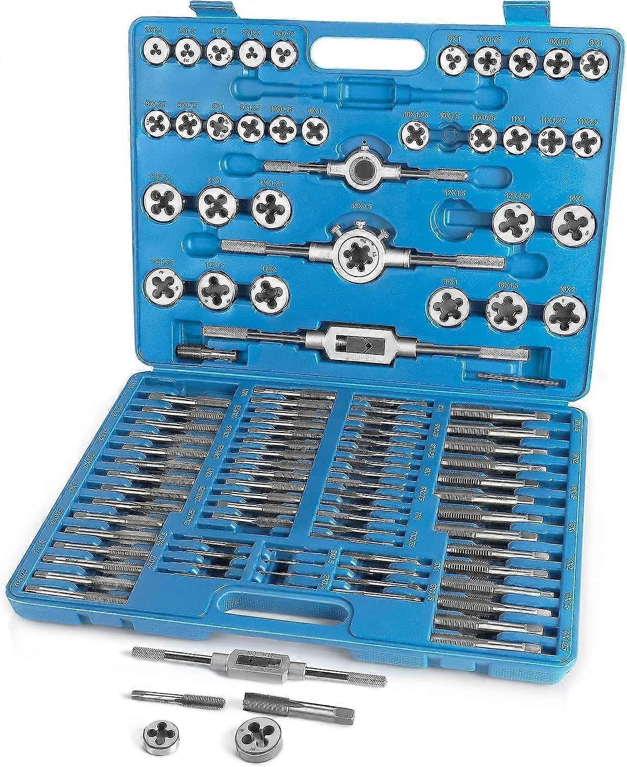 Metric Tap and Die Set 110 PCS M2M18 Rethreading Kit for Making Screw Threads for Cutting External and Internal Thread Threading with Storage Case
