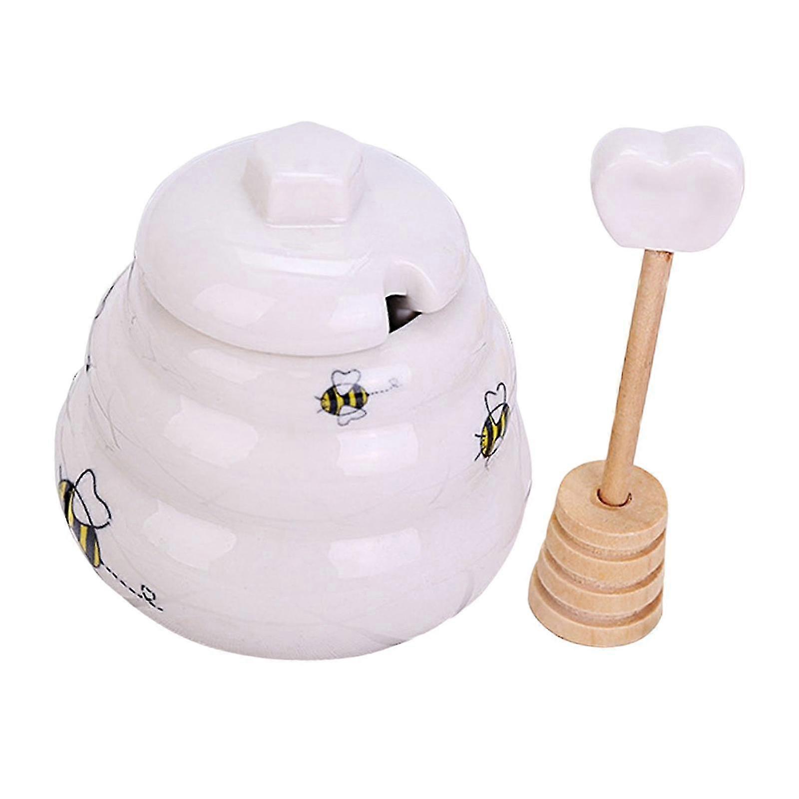 Ceramic Honey Pot with Lid, Multi-Use Tea Storage Container, Kitchen & Dining Essentials