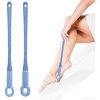 Blue 2 PCS Toe Cleaning Brush,Silicone Foot Scrubber Exfoliating Brush for Shower Handle Soft Cleaning Bath Brush Feet Cleaner Scrub Foot Care for Sen