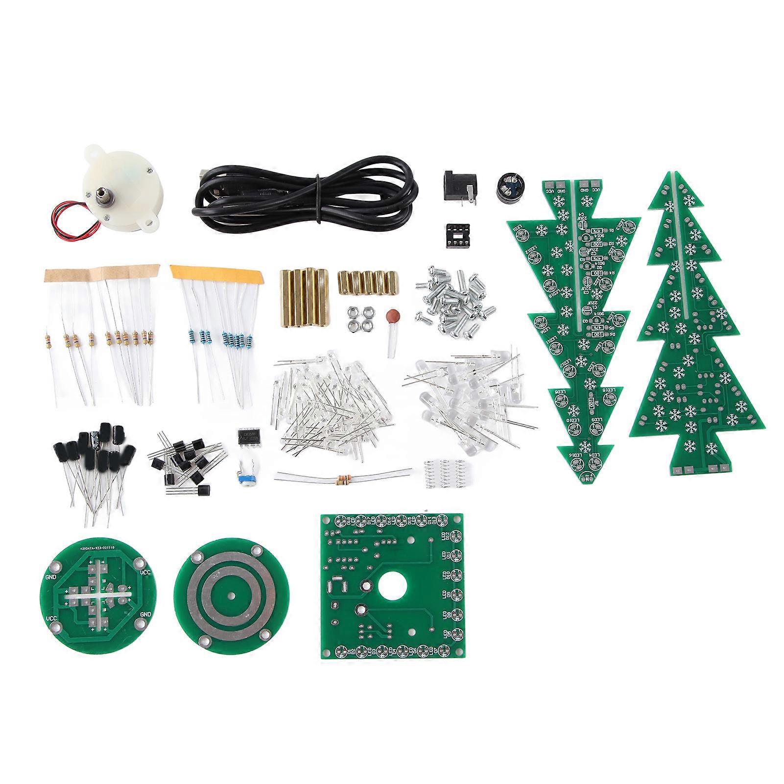 Electronic Christmas Tree Colorful LED Automatic Rotating Music Tree Assembly Kit DIY Teaching Set