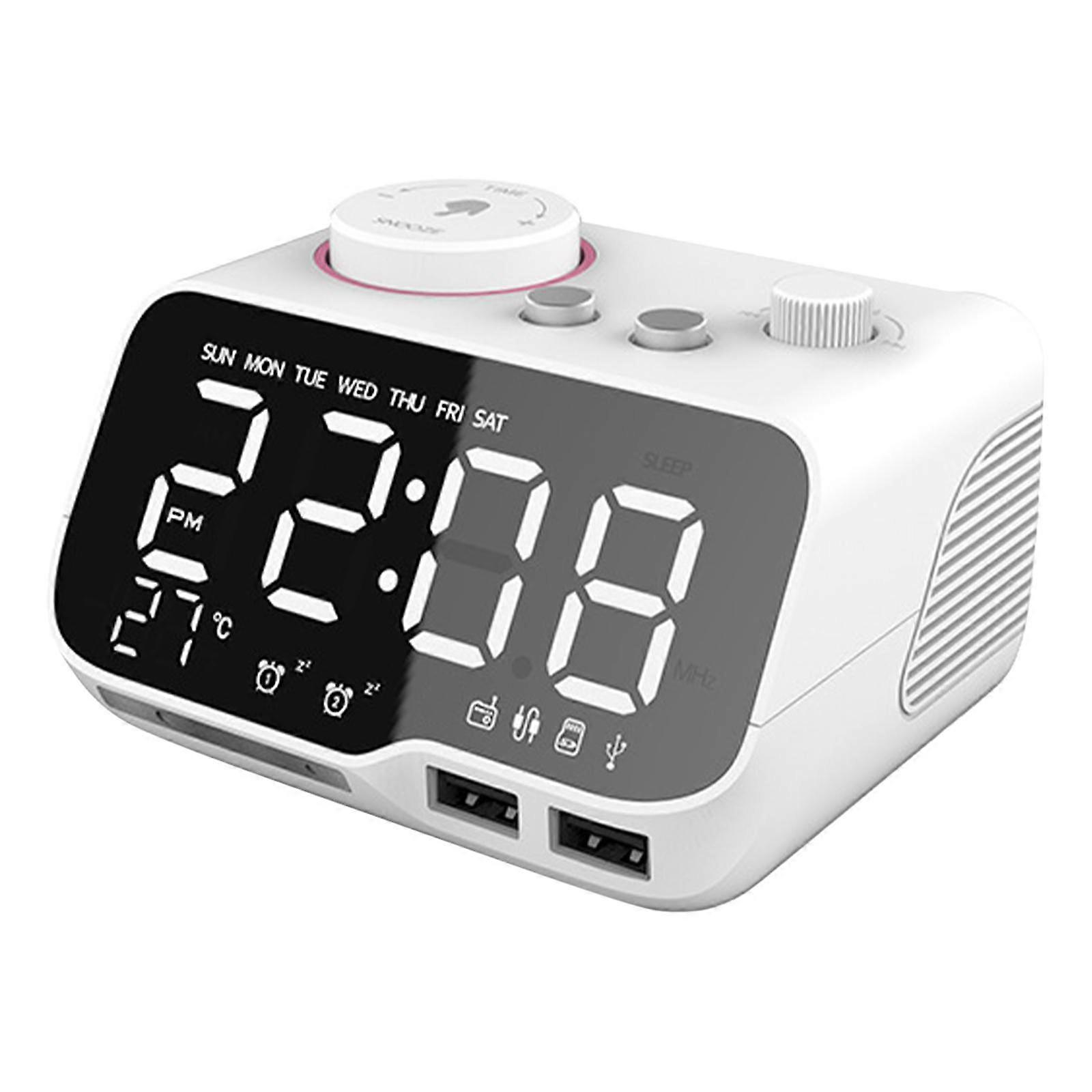 Alarm Clock FM Radio Bluetooth Speaker 2 Alarm Setting for Bedside