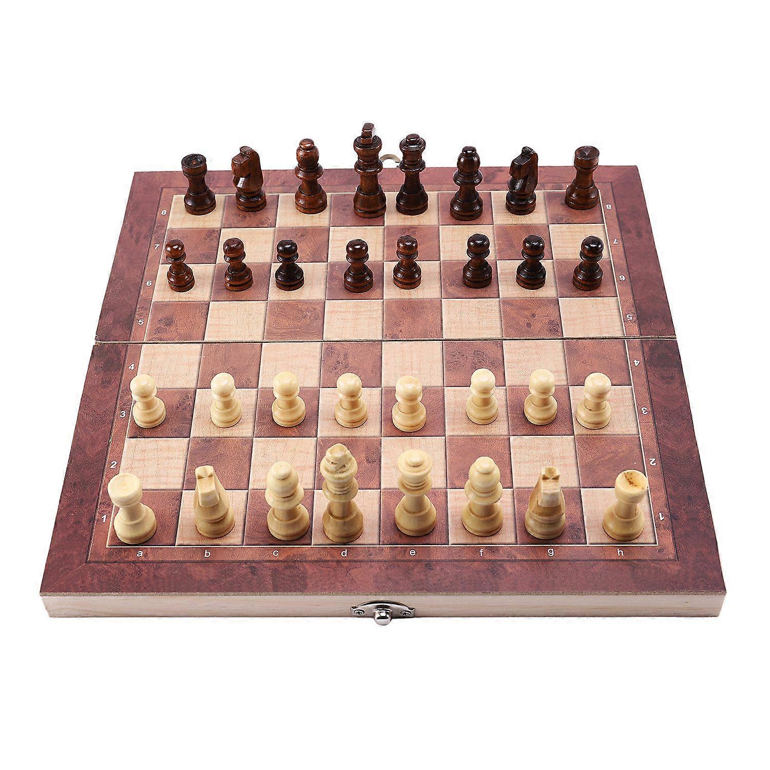 3 in 1 Wooden Chess Set Board Travel Games Entertainment