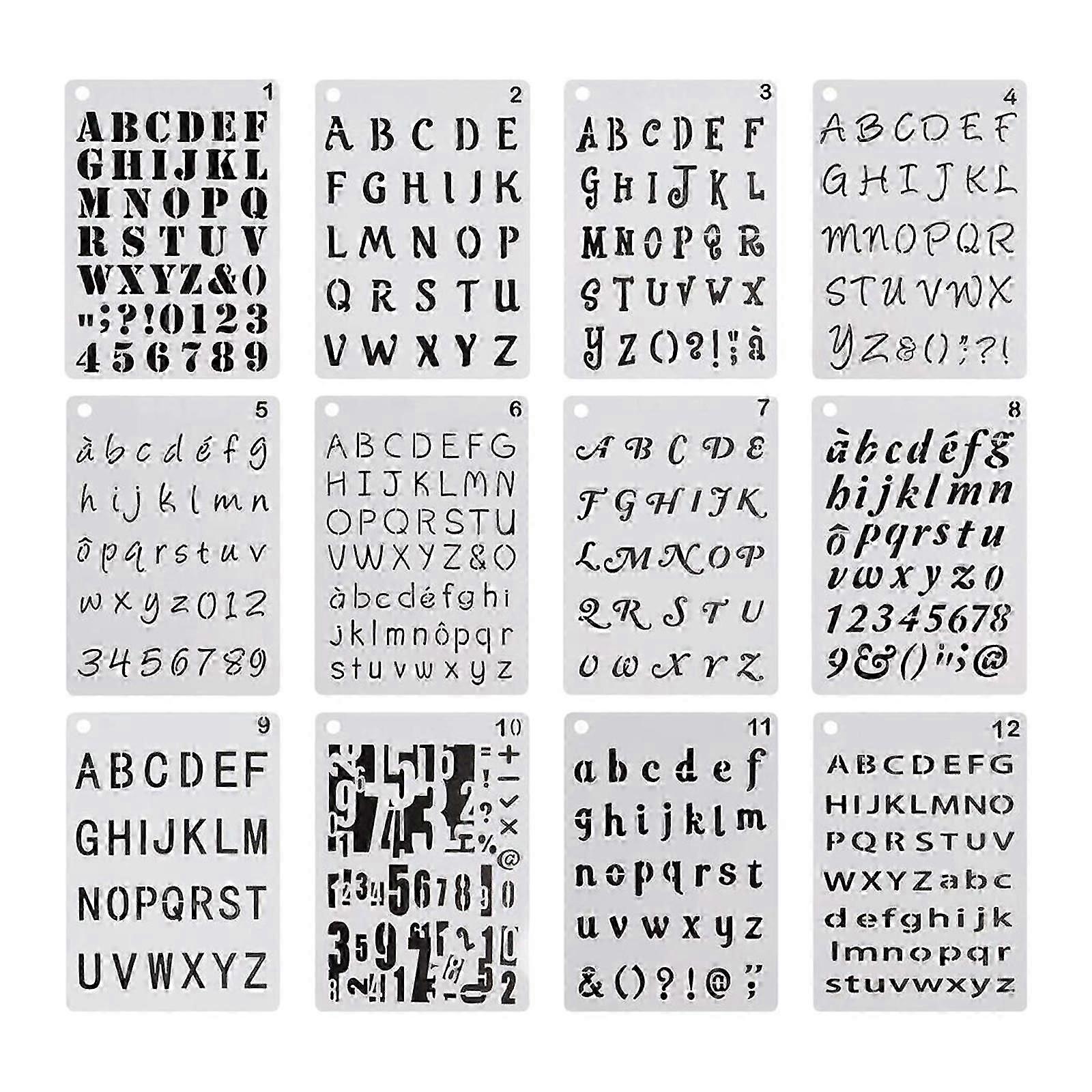 12x 5 x 8 Inch Letter and Number Stencils DIY Drawing Templates for Journal