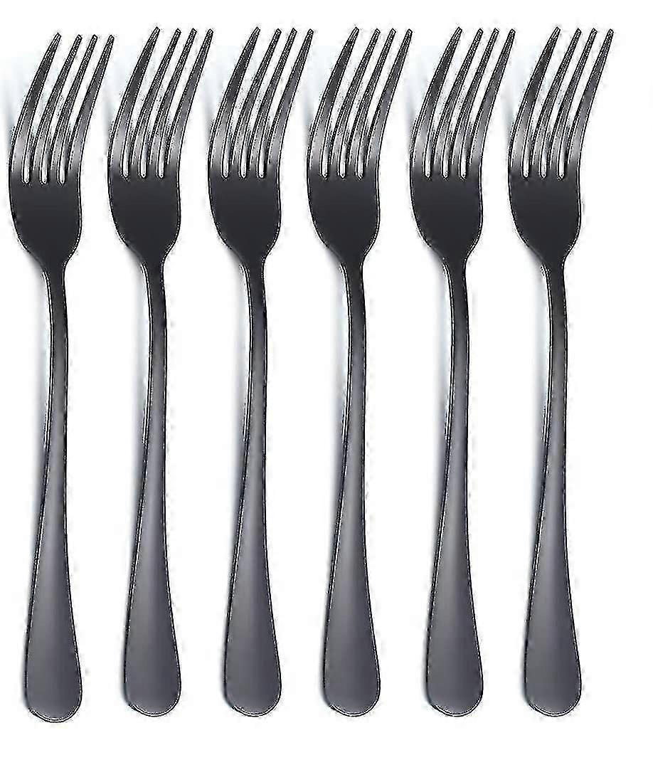 Black Dinner Forks 6-pack, rustfritt stål 8.17" Titanium Bestikk