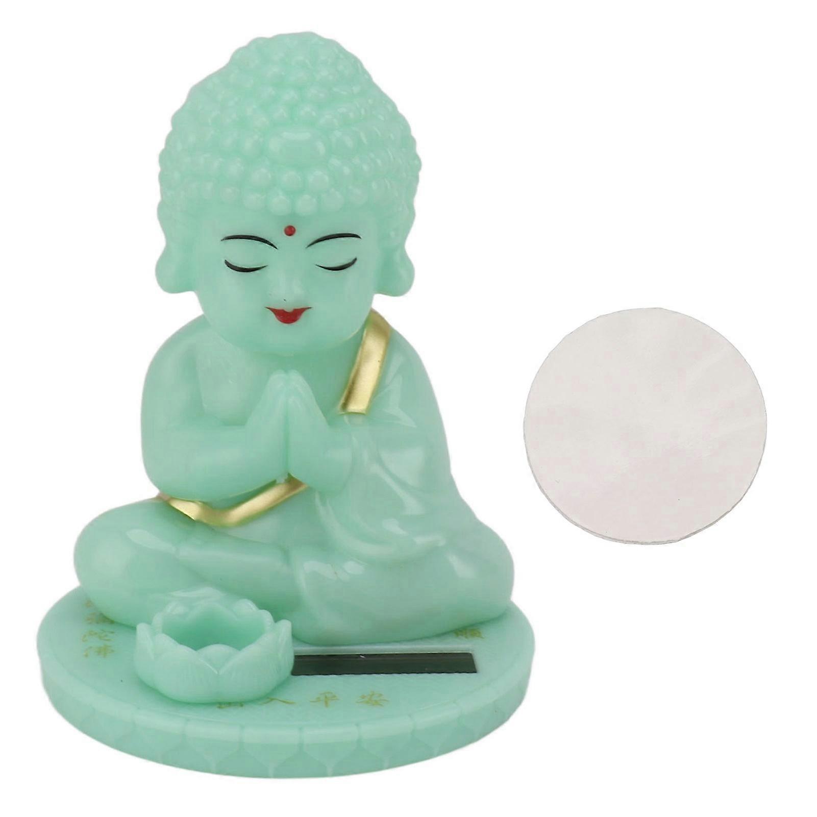 Solar Powered Luminous Nodding Head Buddha Statue Toy for Car Dashboard Ornament Desktop Decor Chinese New Year Gift
