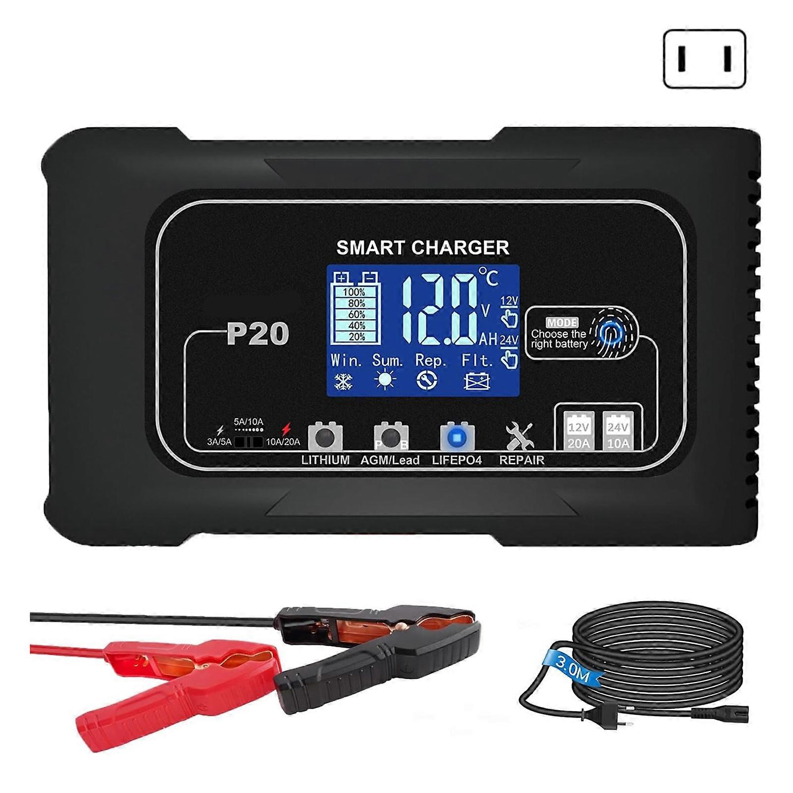 Intelligent Battery Charger for 12V/24V Automotive Batteries with Adjustable Current Setting High Efficiency