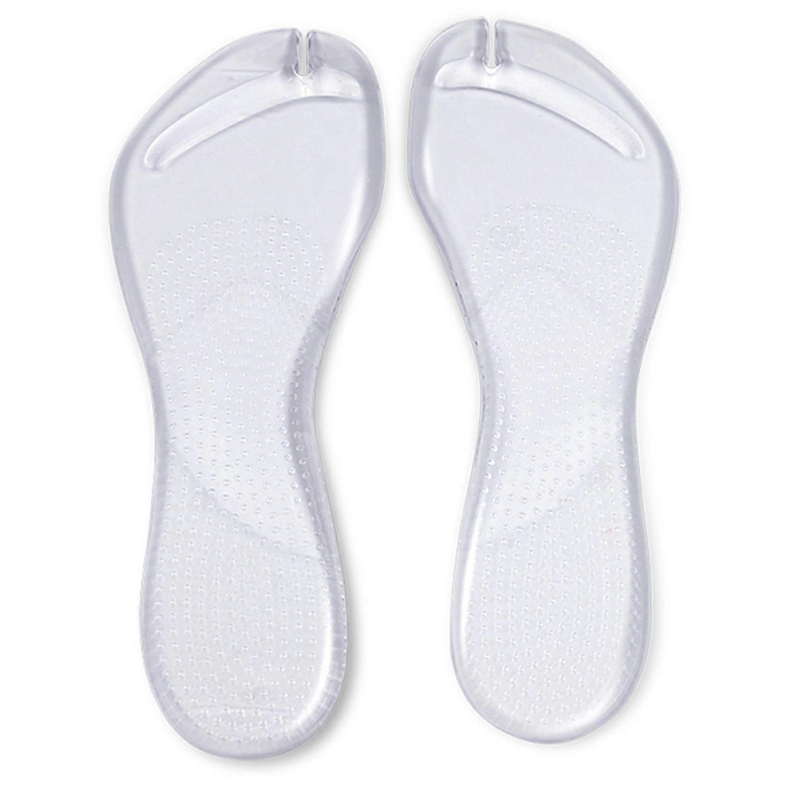 1 Pair Silicone Insoles Transparent Soft Sole Non-slip Shock Absorption Wear-resistant Arch Support Universal Flip-flop Slipper Sandal Shoes Pads Foot