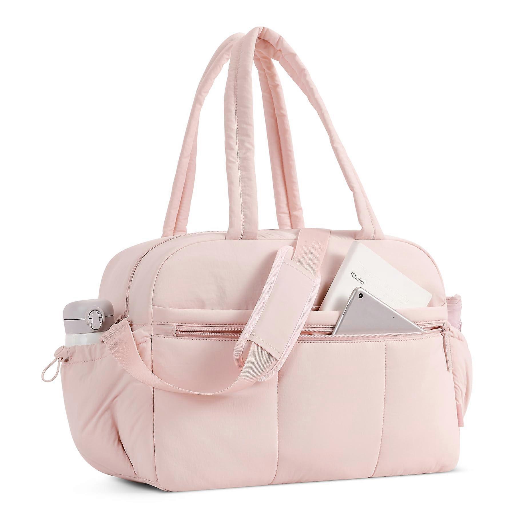 Duffle Bag for Travel and Gym, 30L Puffer Tote with Wet Pocket, Small Carry-On Bag for Women