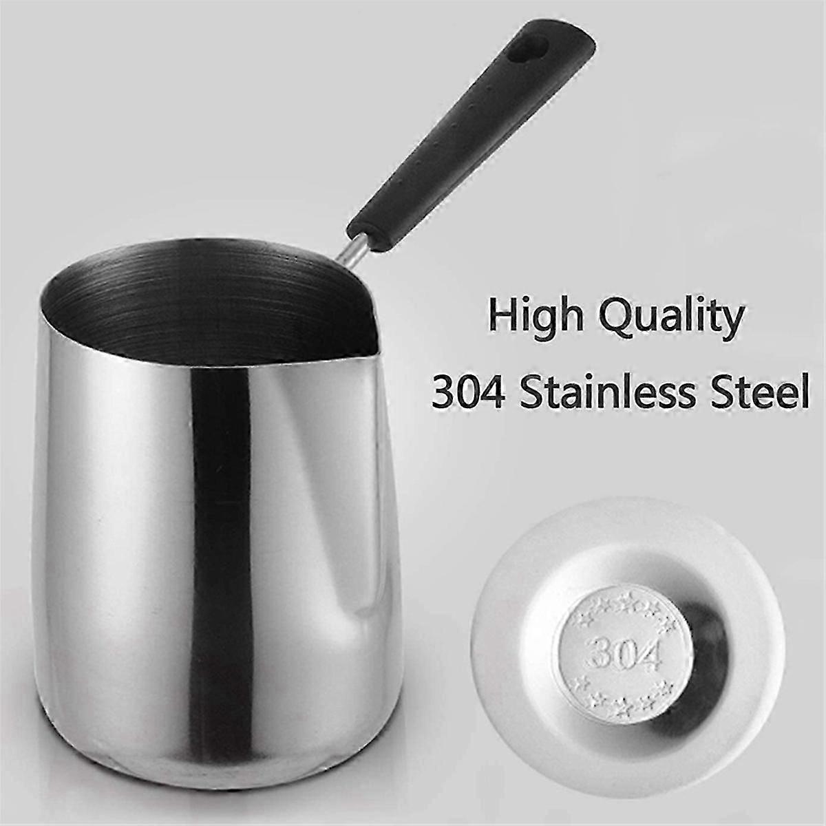 Stainless Steel Butter and Coffee Warmer,Turkish Coffee Pot,Mini Butter Melting Pot and Milk Pot wit