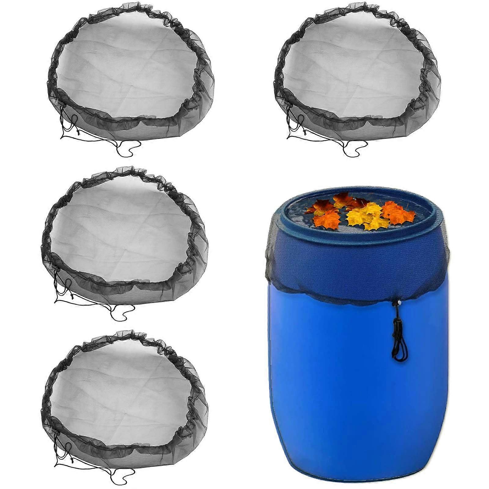 Pack of 4 Rain Barrel Net with Drawstring, 97 cm Adjustable Weather-Resistant Mosquito and Leaf Protection Cover
