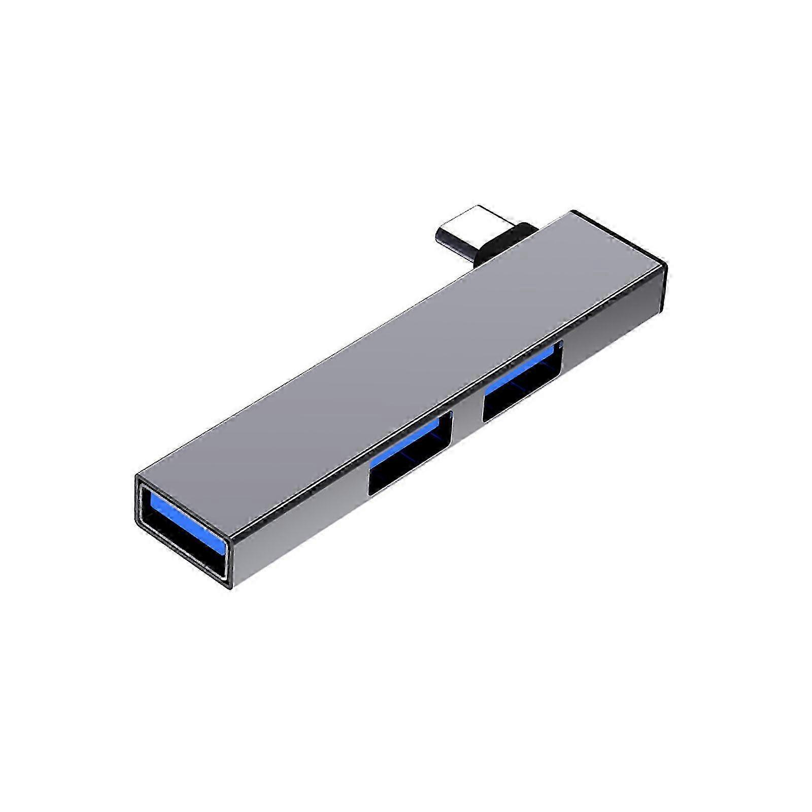 قاعدة إرساء للكمبيوتر المحمول مع موزع USB من النوع C وتوسعة 4 منافذ تتميز ب 2 USB 2.0 و 1 USB 3.0 باللون الفضي