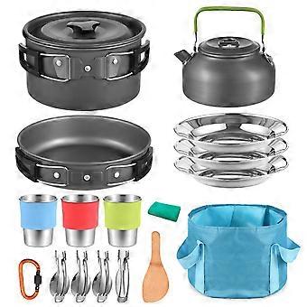 20pcs Outdoor Camping Cookware Set Lightweight Aluminium Cooking Kit Portable with Kettle Pots Pans Utensils Carry Bag for Camping Hiking Picni