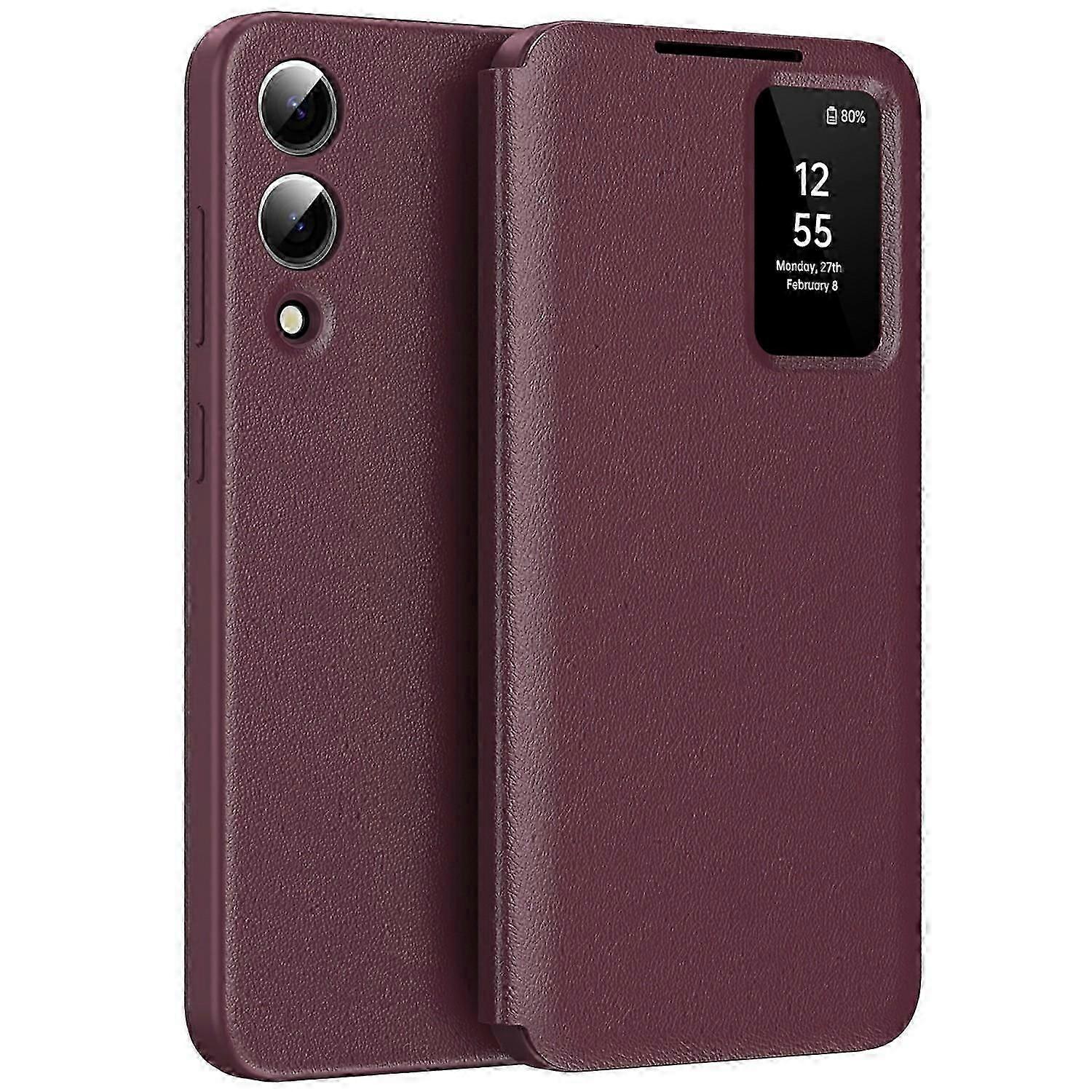 Para Samsung Galaxy S25 Edge Case Com Porta-Cartão Smart View Window Capa de Telefone de Couro - Lavanda G
