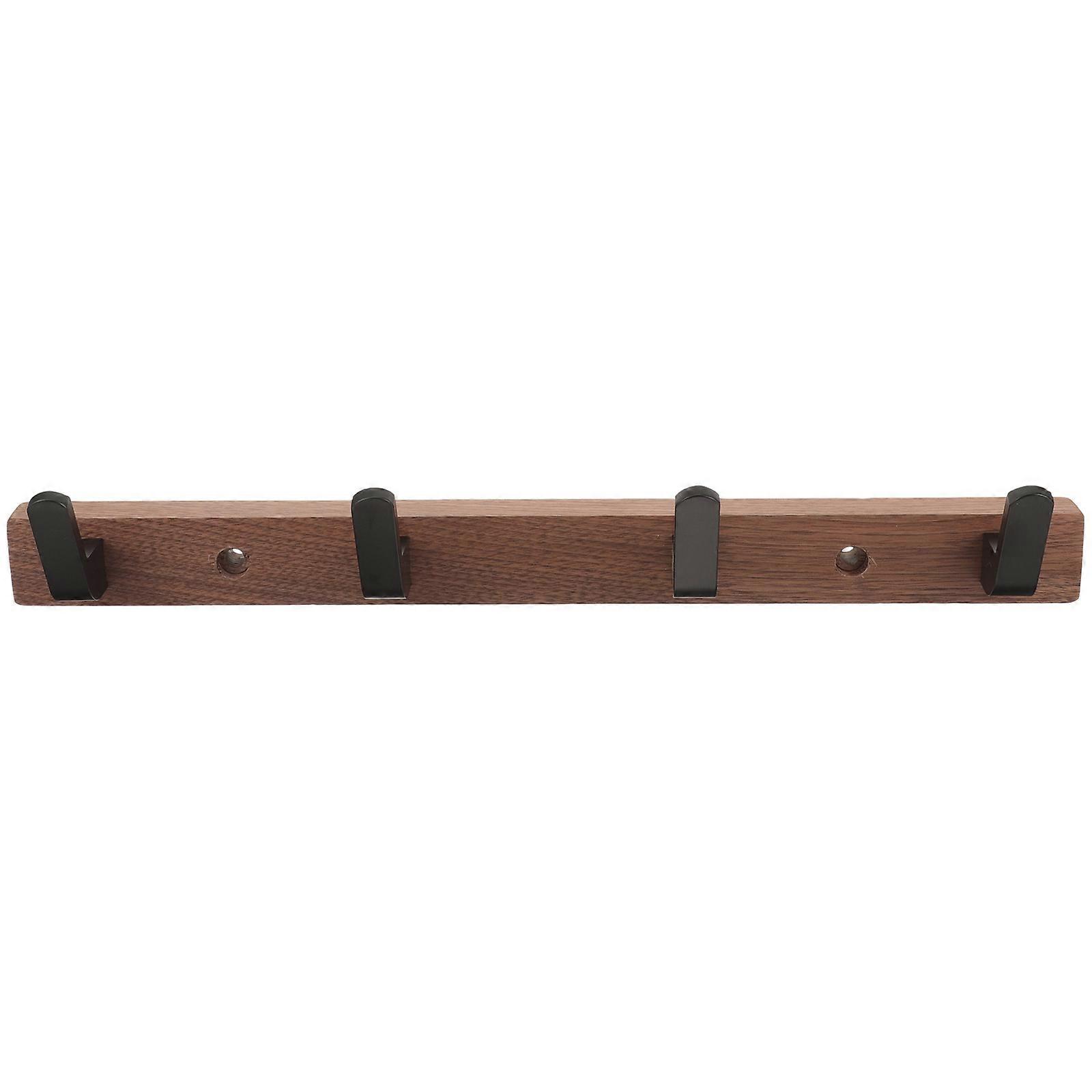 Wall Mounted Solid Wood Coat Rack Hook, No Drilling Needed, Walnut Finish, Multi Functional Organizer for Hats, Towels, and Bags, Suitable for