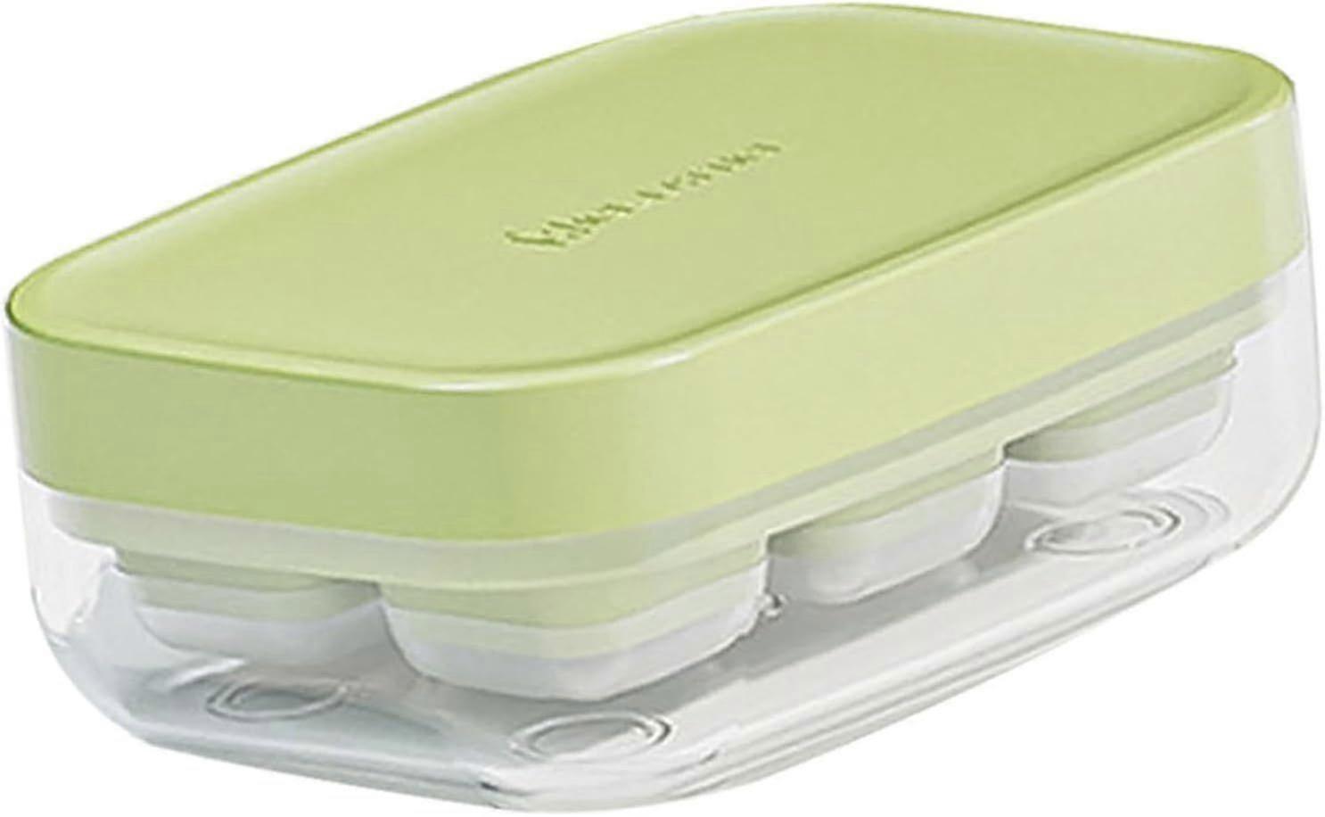 Stackable Home Ice Tray with Durable Soft Bottom (Green)