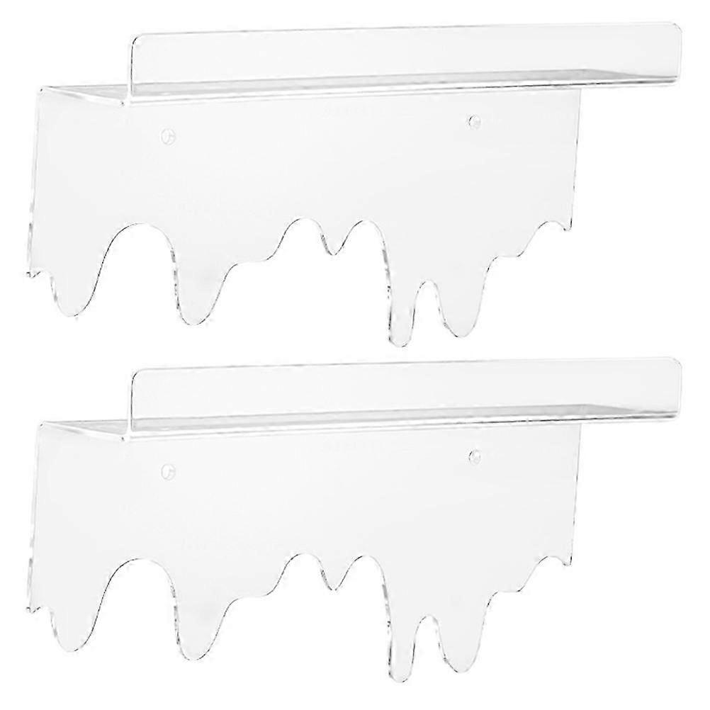 2pcs Transparent Wall-mounted Floating Shelf for Cosmetics Storage