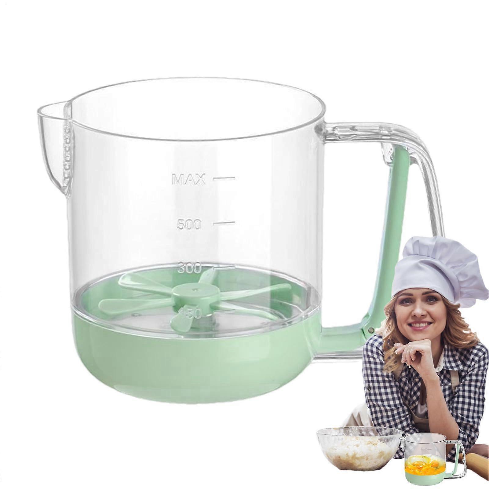 Multifunctional Egg Stirring Cup, Hand-Pushed Manual Blender For Eggs And Cream, Green, Compact For Baking