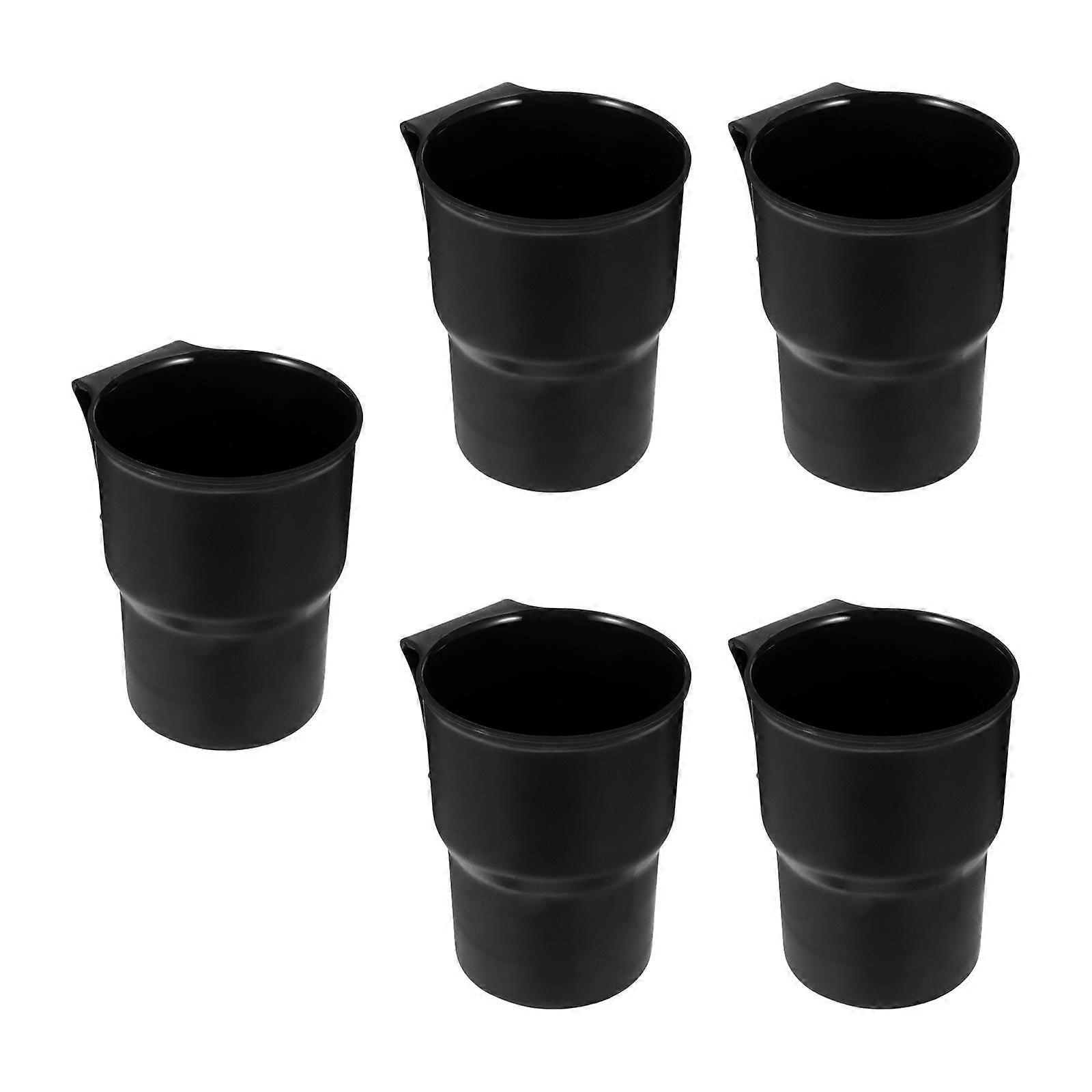 5pcs Car Trash Cup Holder Durable Plastic Garbage Container for Auto Waste Storage, Multipurpose Bin for Keys, Mobile Phones, and Small Items, Black