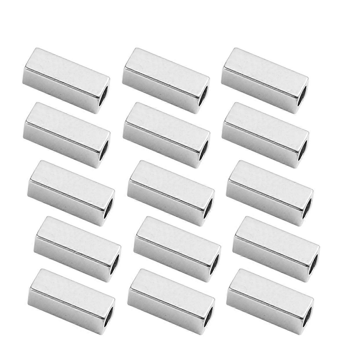 Jóias Bead Spacer Beads para Colar Retangular Tubos Ocos Contas de Cobre DIY Jóias Fazendo Colar Componente Branco K 50Pcs