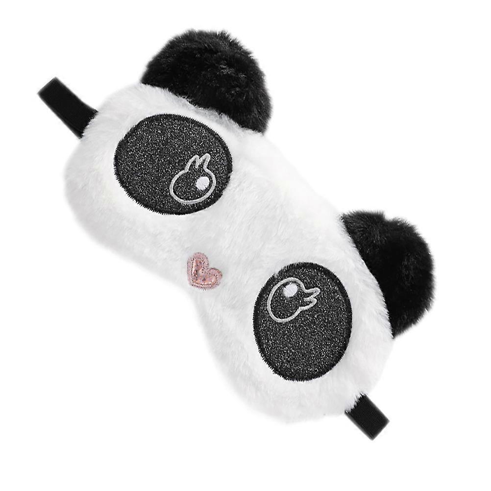 Cute Eye Mask Black Sleeping Mask Panda Shape Plush Shading Relaxation 1Pc