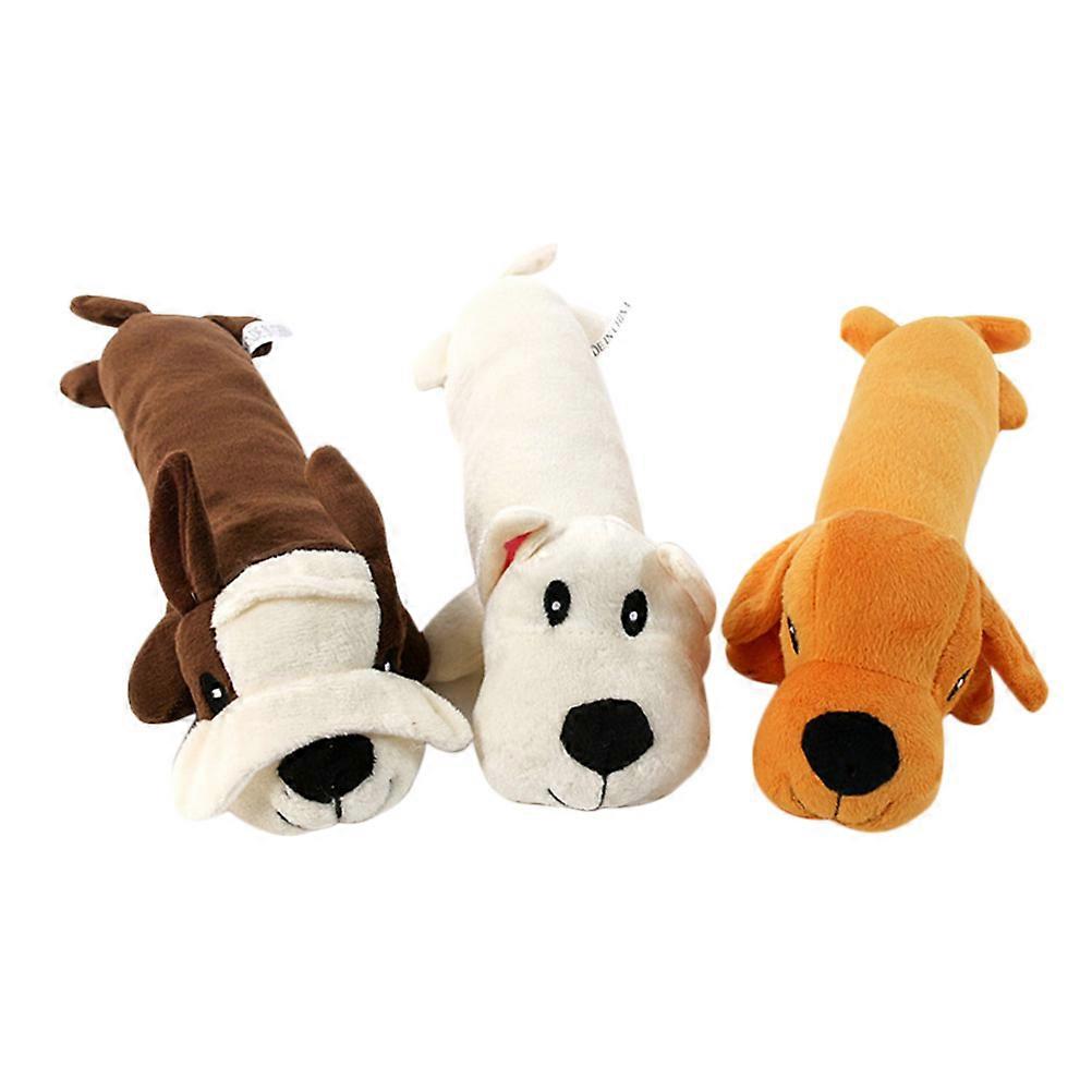 Puppy Squeaky Toys Adorable Pet Plush Toy Dog Chasing Toy Yellow Color 3Pcs