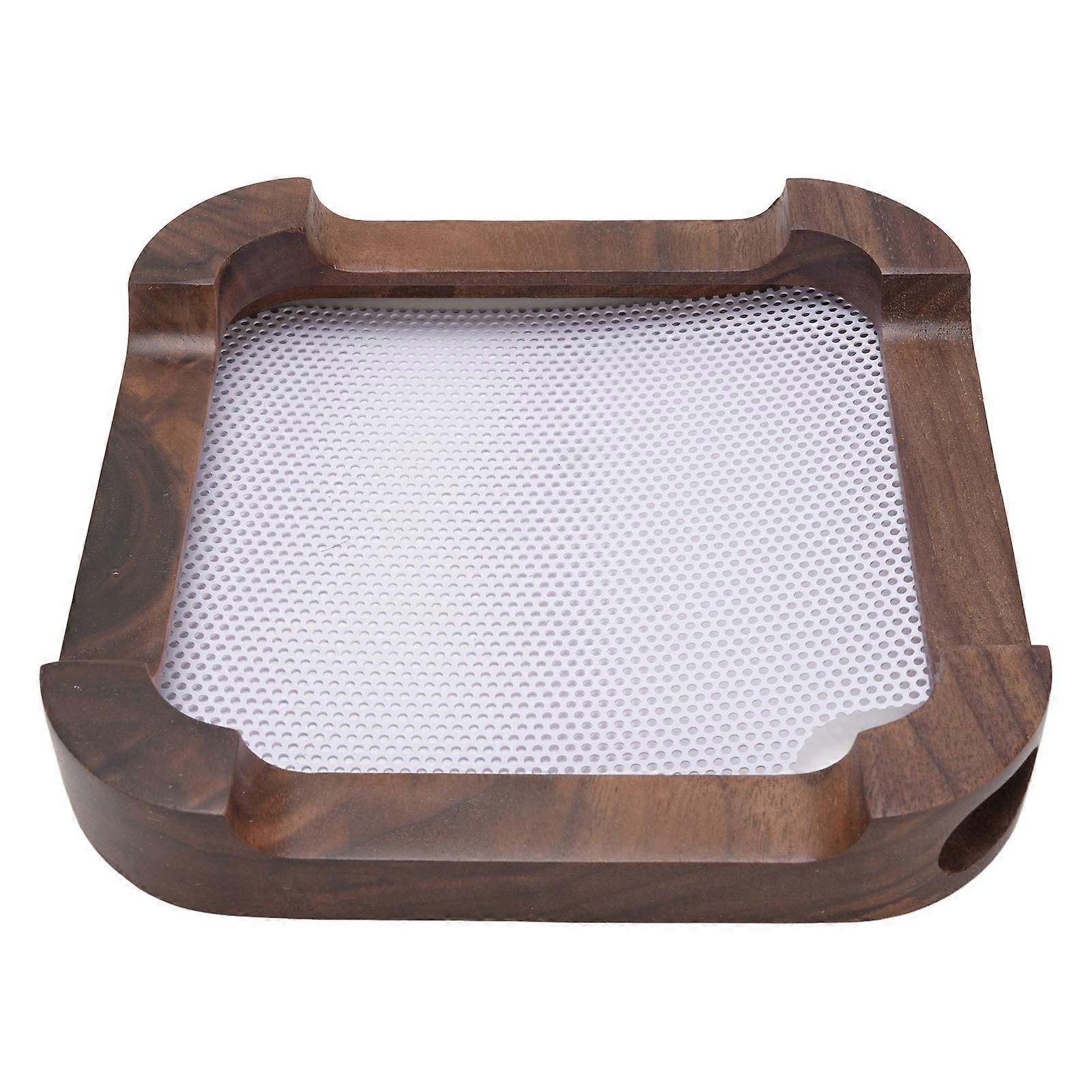 M4 Wooden Desktop Computer Stand Docking Station Holder Storage Rack with Dustproof Net for Heat Dissipation, Walnut