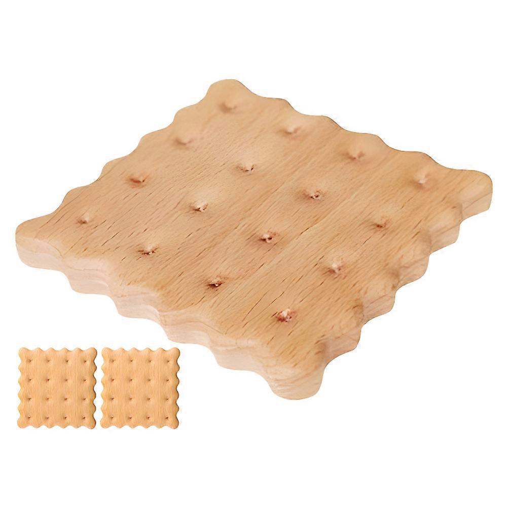 Cute Coasters Cookie Shaped Wooden Insulation Pads Heat Insulation Home Use 3Pcs