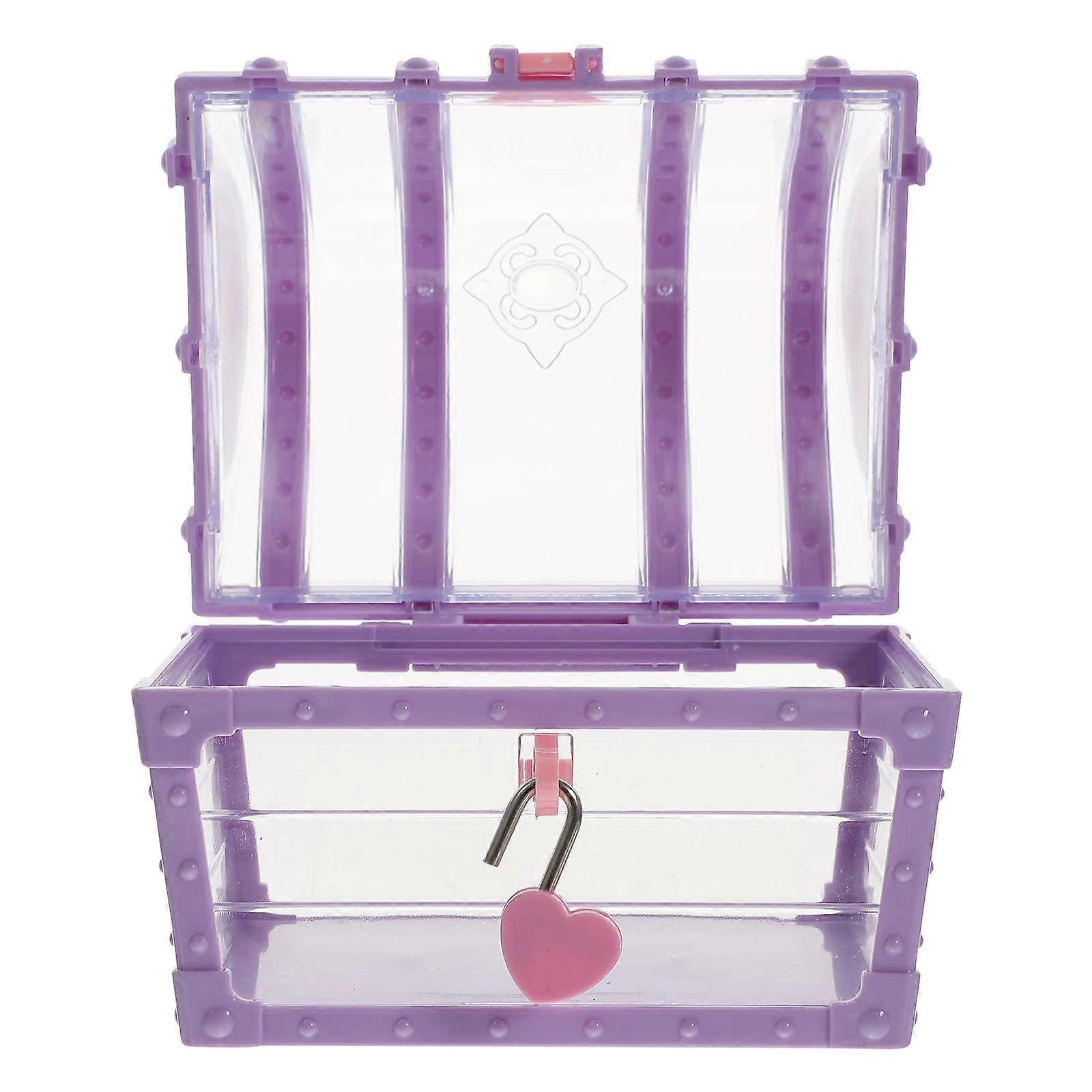Purple Decorative Pirate Treasure Chest Storage Box with Lock – Reusable Keepsake Case for Jewelry, Party Props, Home and Classroom Use