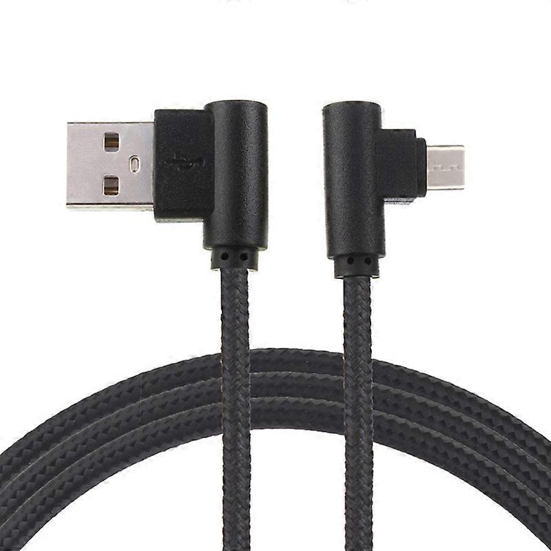 Pc 3m black android angled braided data cable, nylon usb charging cable p
