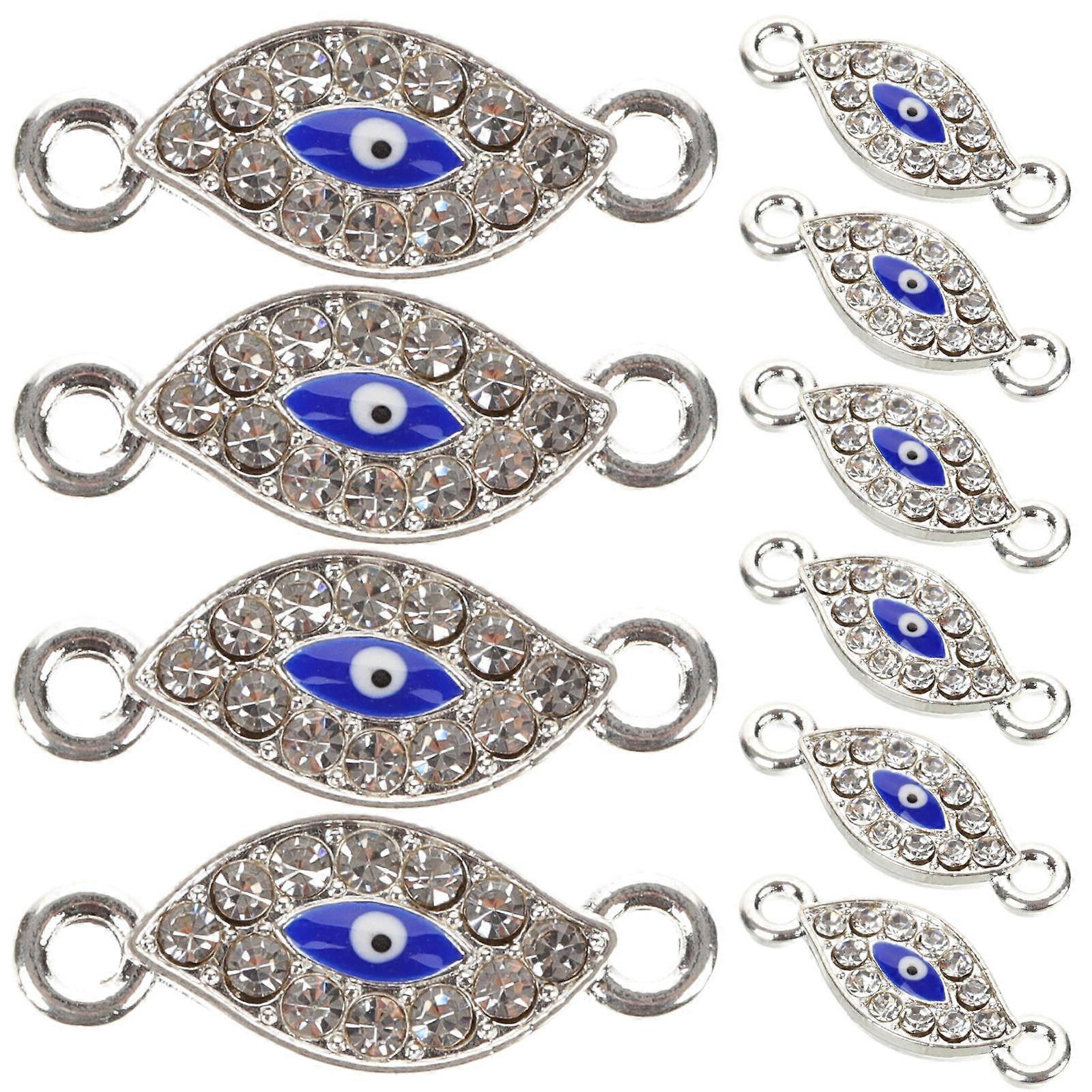 Evil Eye Charm Connectors For Bracelets Zinc Alloy Lightweight 2.20X0.80X0.20cm 20Pcs