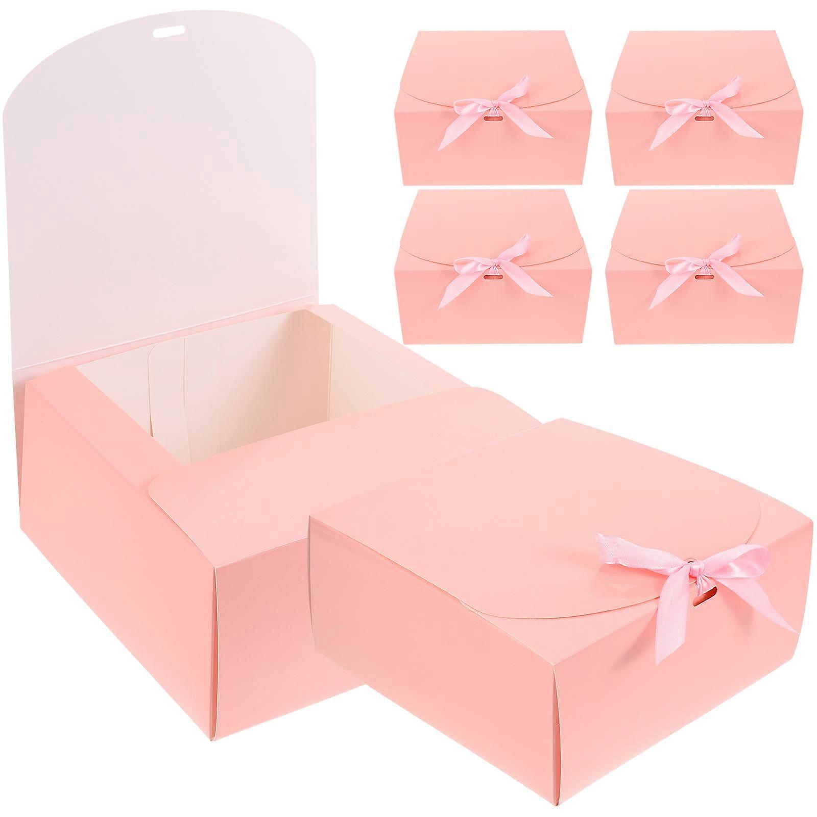 Packing Boxes Bowknot Cake Boxes Decorative Dessert Boxes Pink 20x20x10 Cm Packaging 6Pack