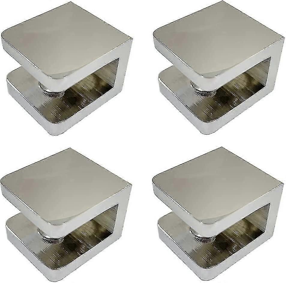 4 عبوات بدون حفر الزجاج المشبك حامل للزجاج 8-10 مم ، قوس رف الكروم