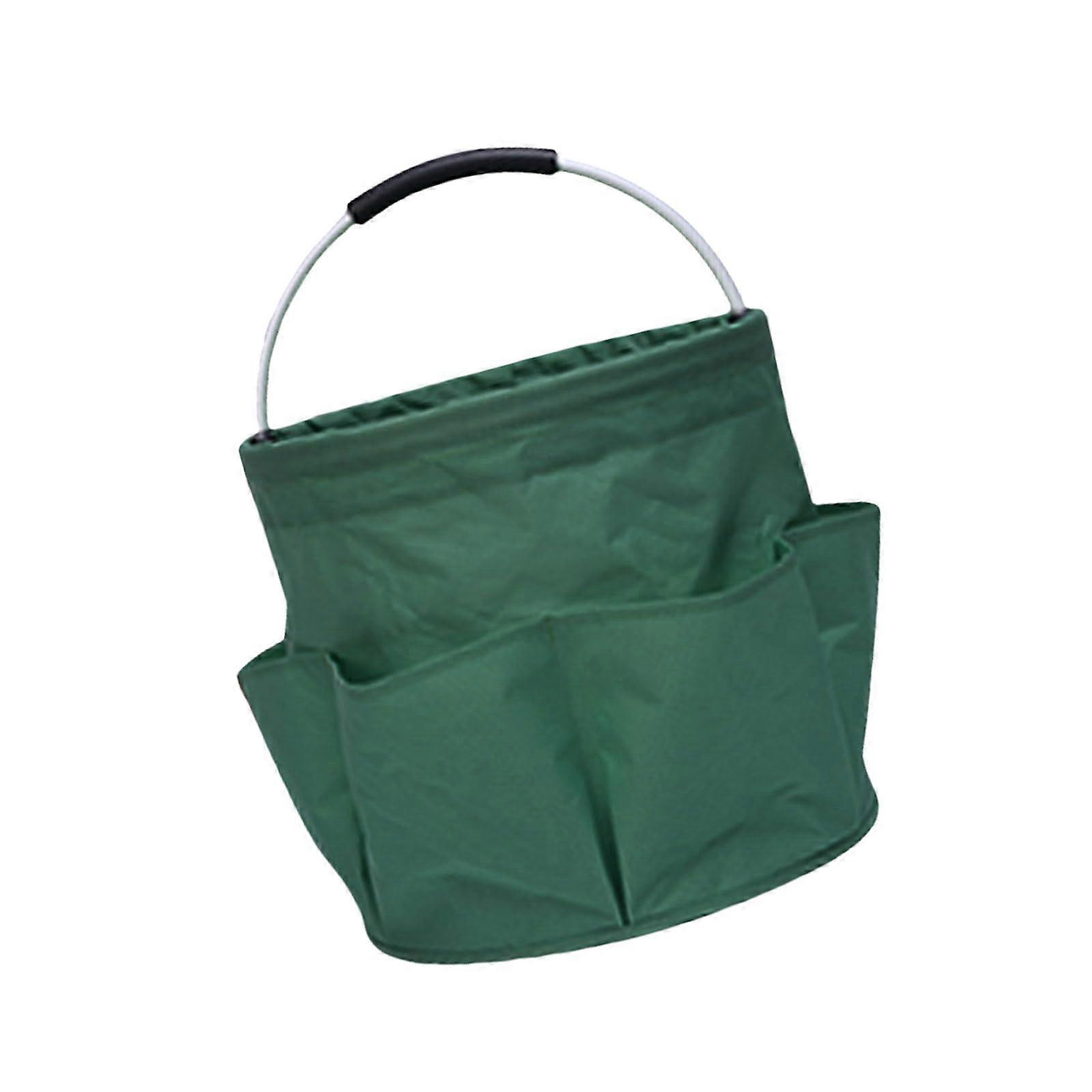 Picnic Basket, Foldable Organizer Bag with Outer Pocket, Waterproof EVA Grip, Large Capacity Dark Green Storage Bin