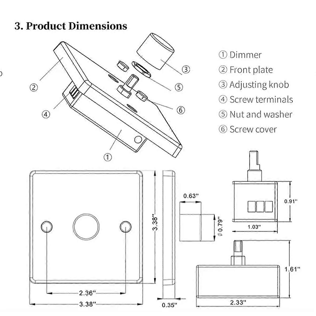 RV-lysdimmer lysbryter kontrollpanel 12-24V 5A universal