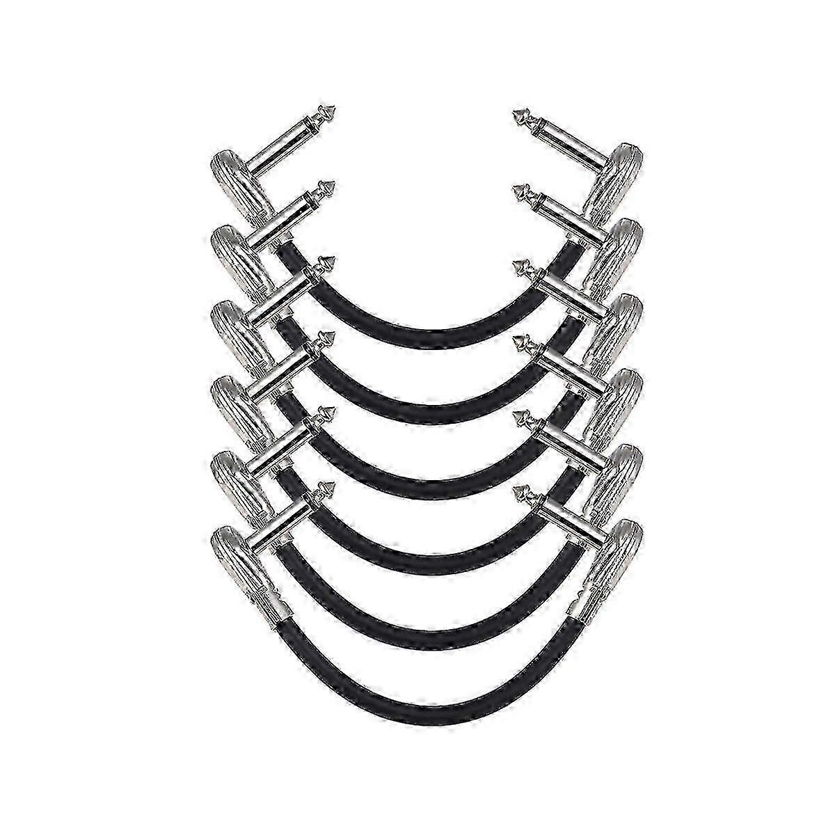 6-Pack 12Inch Guitar Patch Cables, Acoustic Instrument Cables, Duckhead Effect Cables--BlackSilver