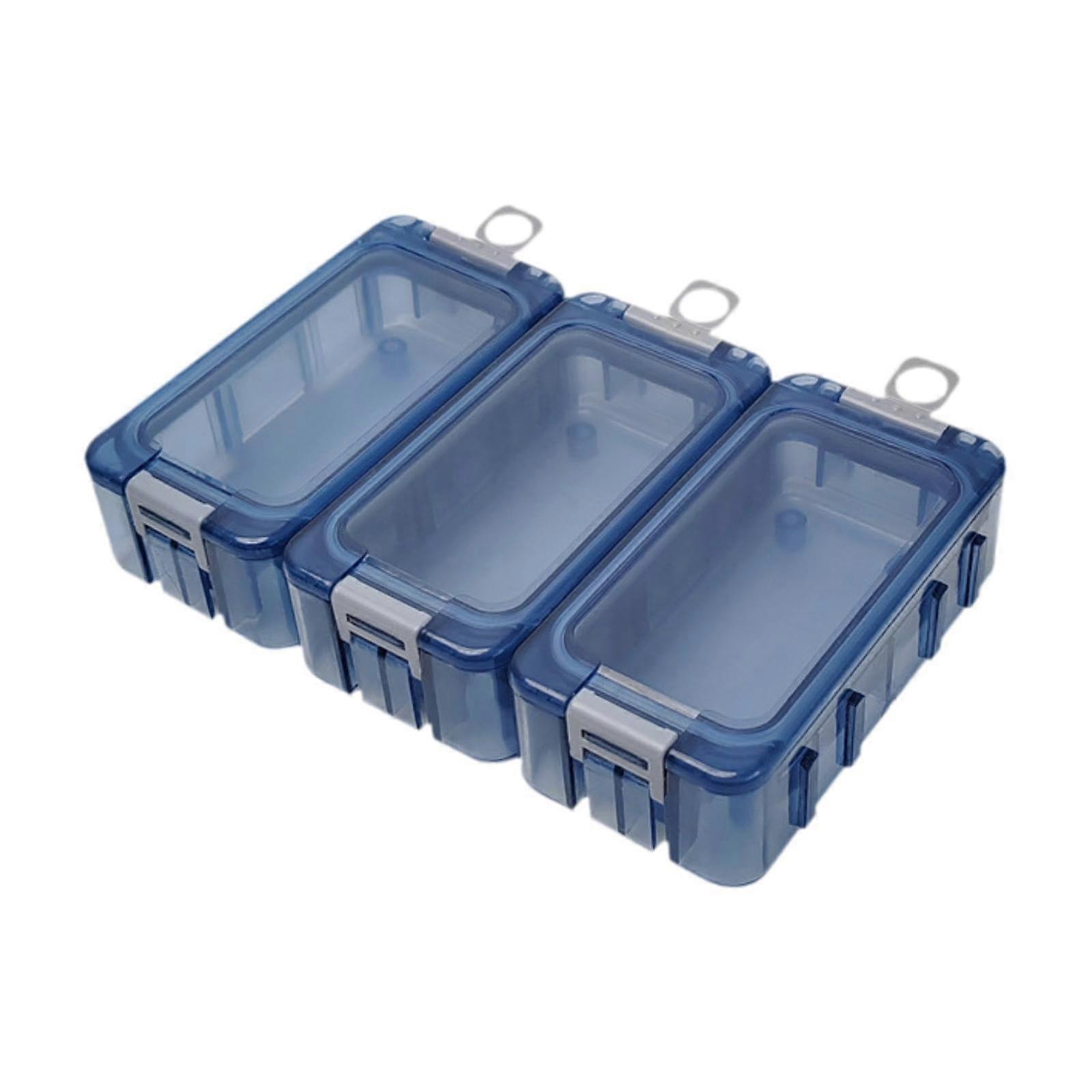 Threecompartment bait storage box for accessories, blue