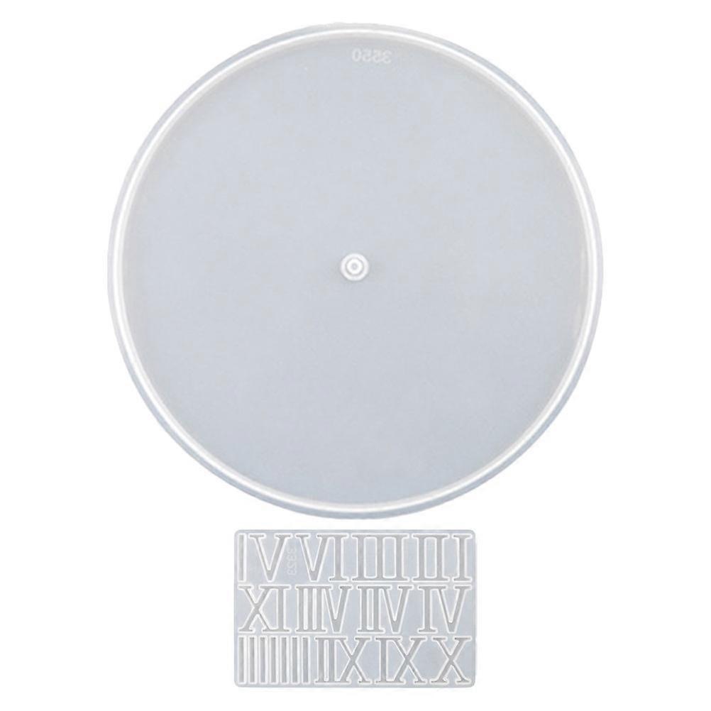 Diy Roman Numeral Mold Round Resin Clock Dial Mold With Roman Numerals For Epoxy Casting Supplies Home Decor 27.00X27.00X0.80cm 1 Set