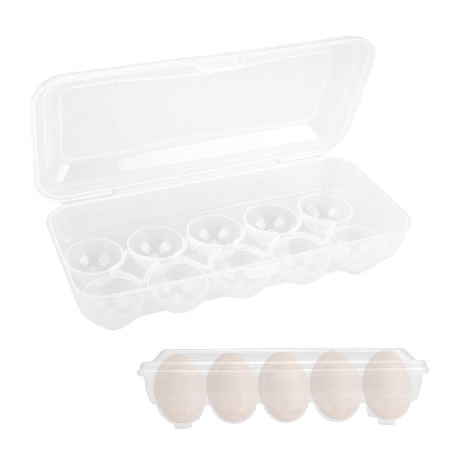Pack of 2 Plastic Egg Box for Fridge, Reusable Egg Container for 10 Eggs with Lid, Kitchen Egg Organizer