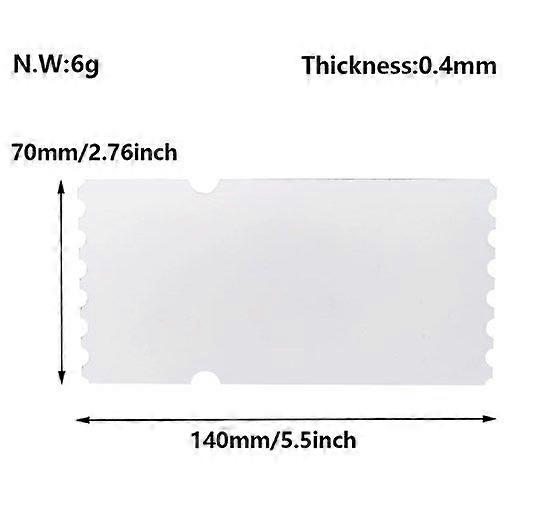 Sublimation Blank: Dual-Sided PET Concert Ticket Blank for DIY Projects - Smooth Surface and Heat Transfer Sublimation Ticket for Events and Parties