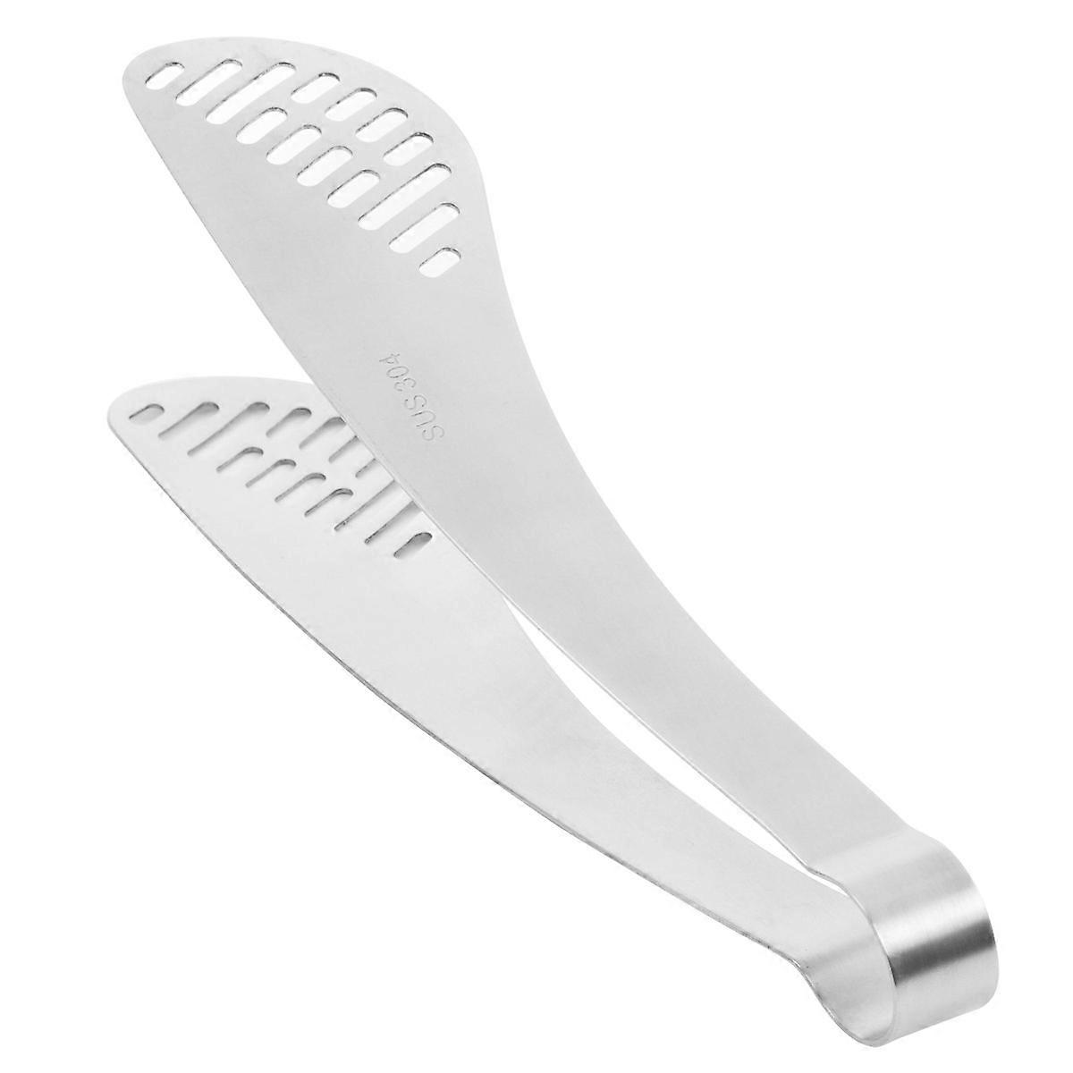 Pince alimentaire en acier inoxydable Gadget de cuisine résistant à la chaleur pour usage domestique Argent 22.2 * 4.8CM 1pc