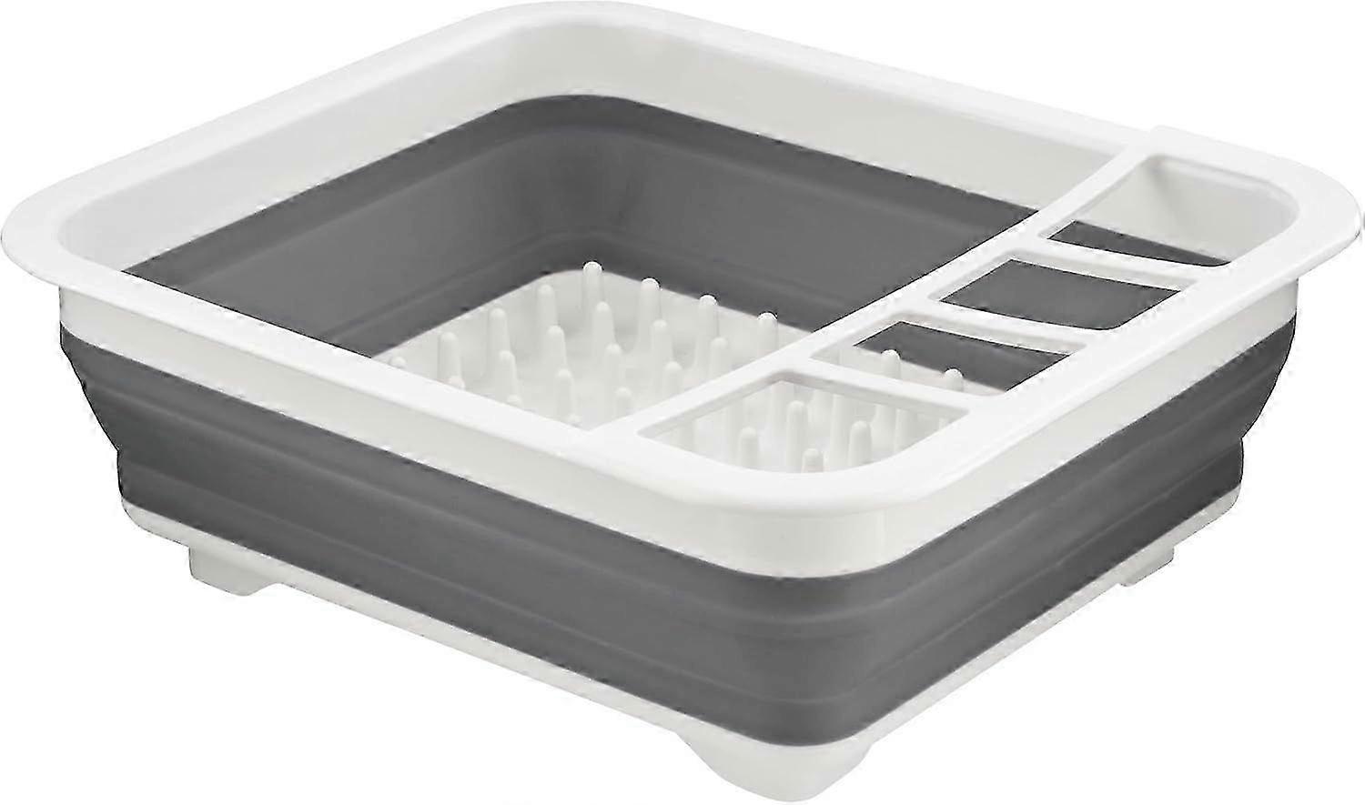 Expandable Folding Dish Drying Rack with Cutlery Separator