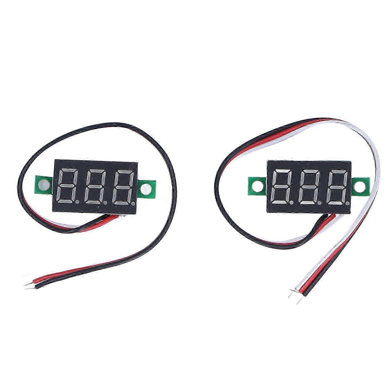 2 pezzi Mini voltmetro digitale CC Display LED Tester di tensione a 3 fili Luce rossa 0,36 pollici 0-30 V