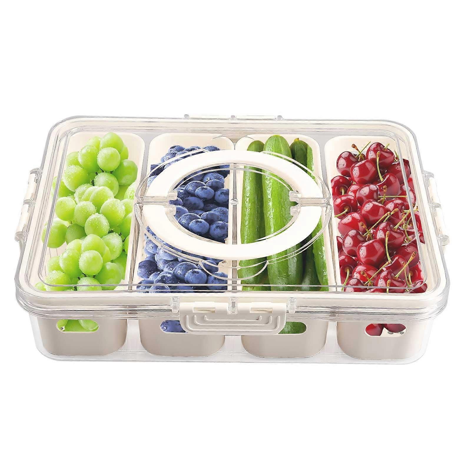 Fridge Organiser with Lid, 4 Compartments, Removable, BPAFree, 31x24x7cm