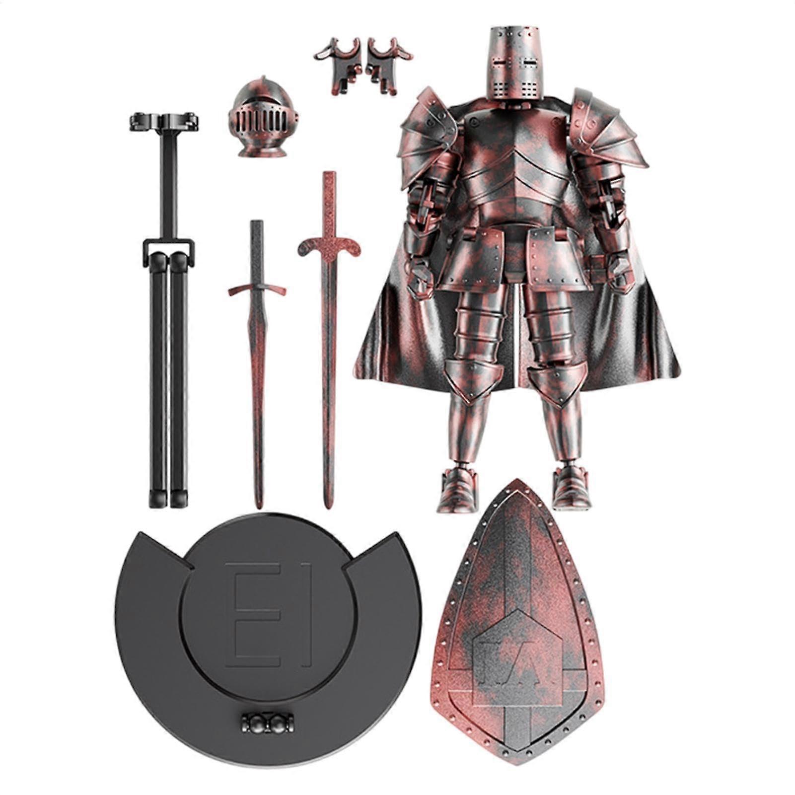 Medieval Action Figure, Medieval Action Figures, Medieval Robot Model, Desktop Movable Figurine Decor with Removable Base for a Bookshelf, Bed Red