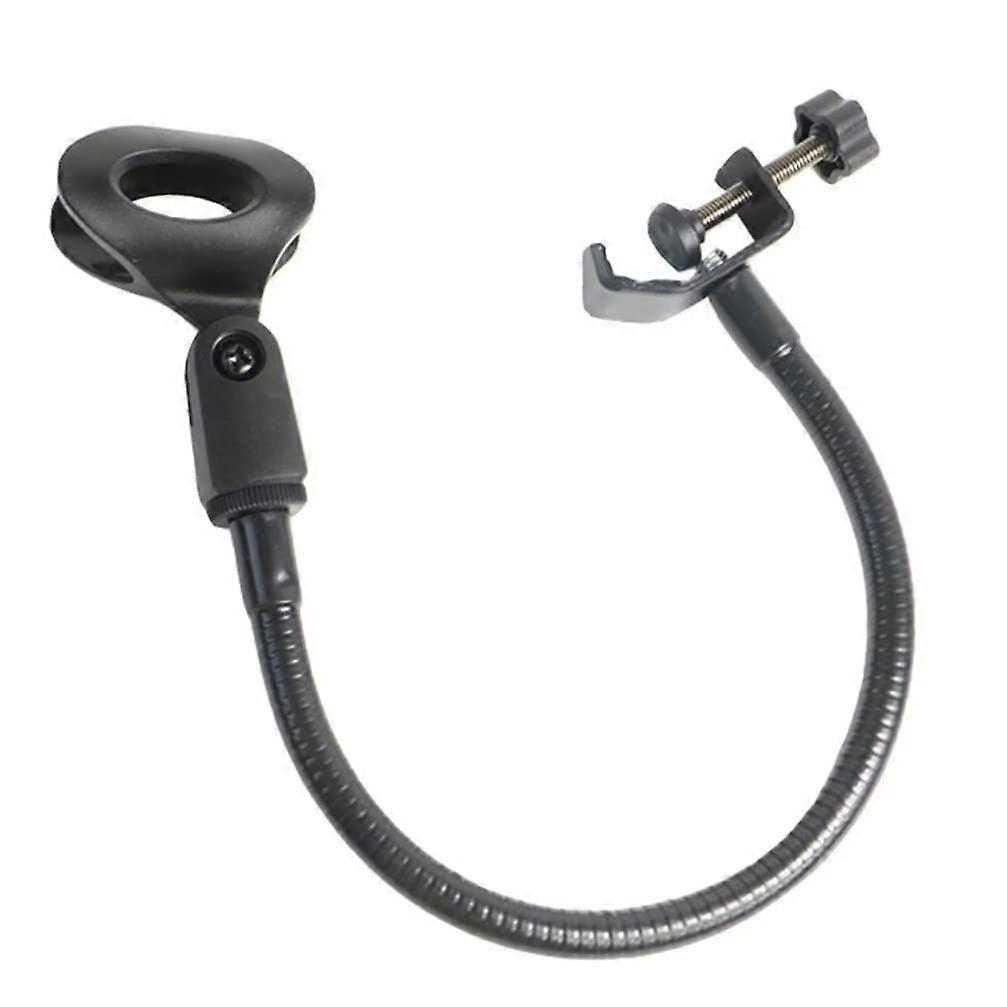 Universal Microphone Stand, Desk Microphone Arm with C Type Clip, Hose Storage, Shelf Mounting Stand (Black, 43 x 8 cm) Black 43X8CM