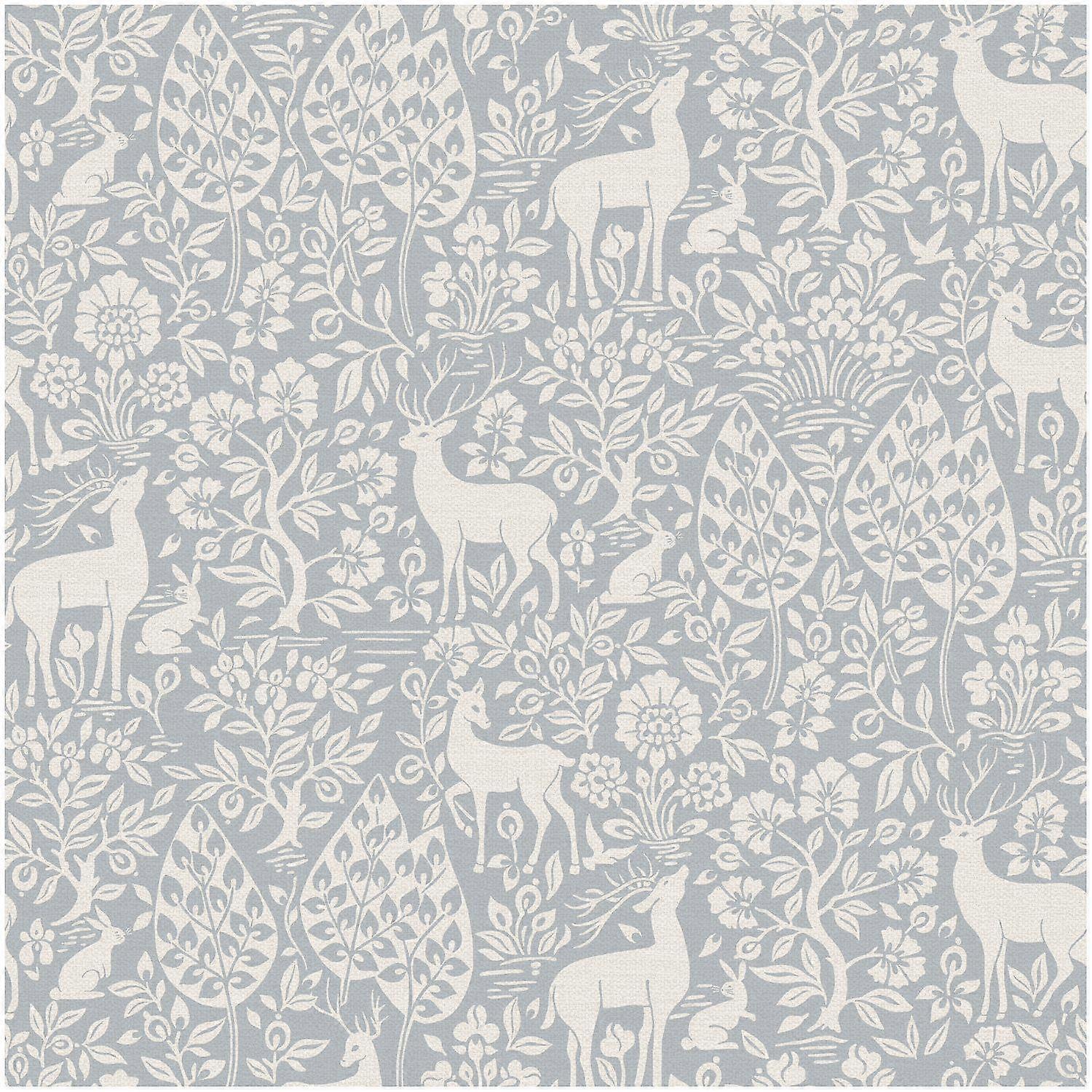 Holden Decor Deer Woods Blue Wallpaper