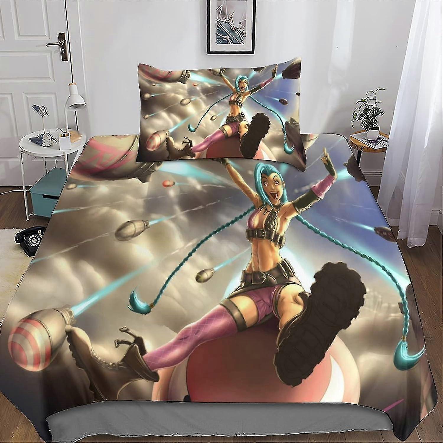 3D Printed Duvet Cover Set for a Popular Game Character with Zipper and Pillowcases