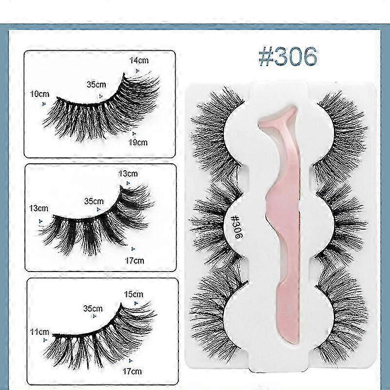 3D Multi-Layered False Eyelashes with Tweezers for a Dramatic Look (#306)